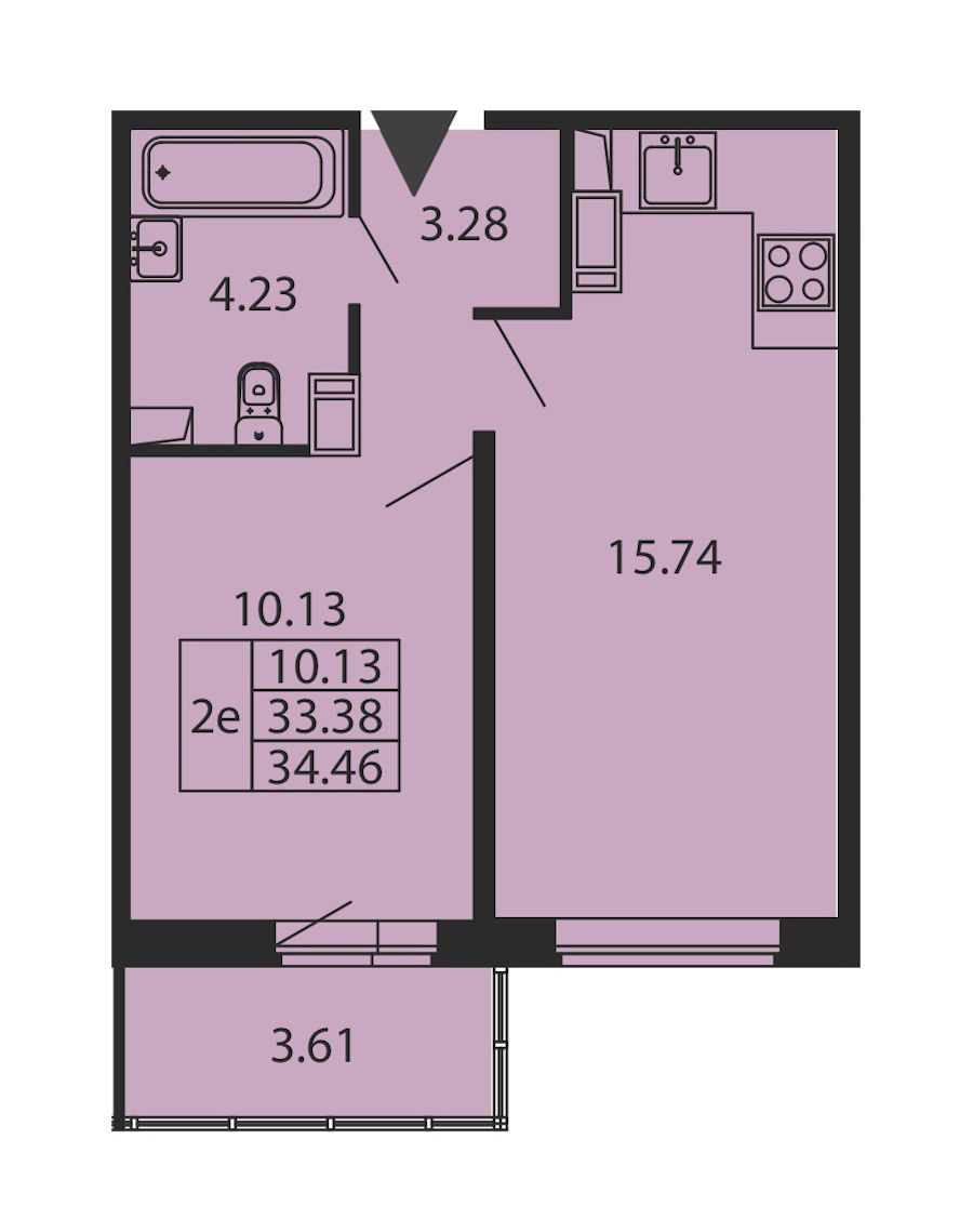 1-комнатная квартира 33.38 м², 12/12 эт., ЖК «Полис ЛАВрики»